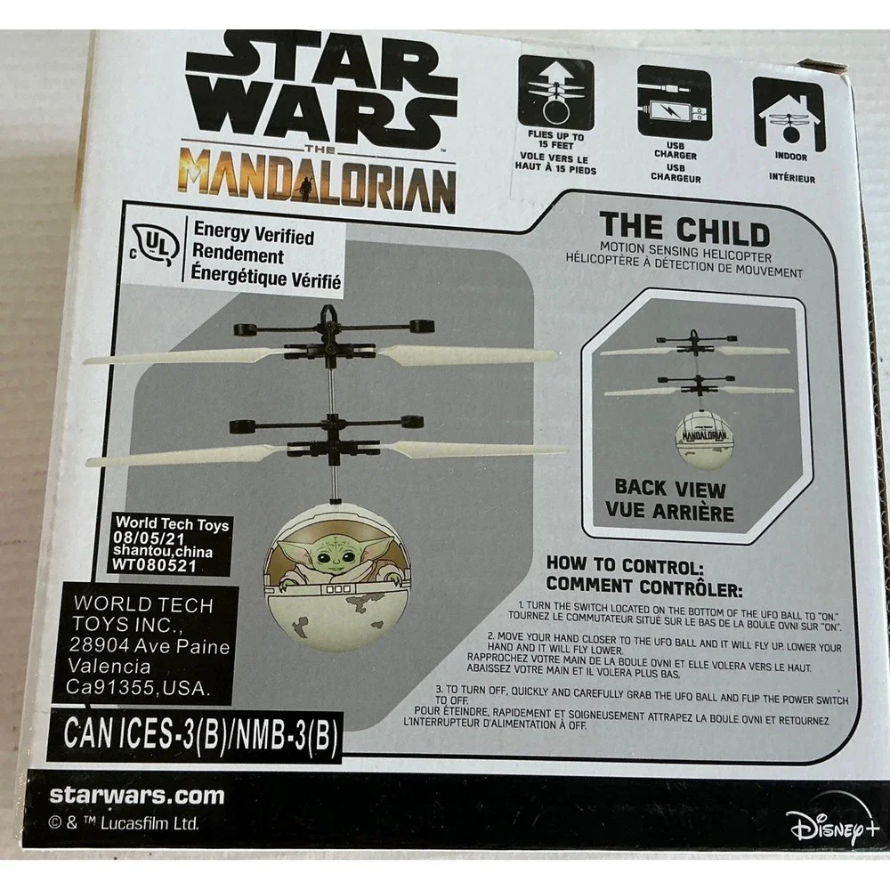 World Tech Toys Star Wars The Mandalorian The Child Motion Sensing IR Helicopter